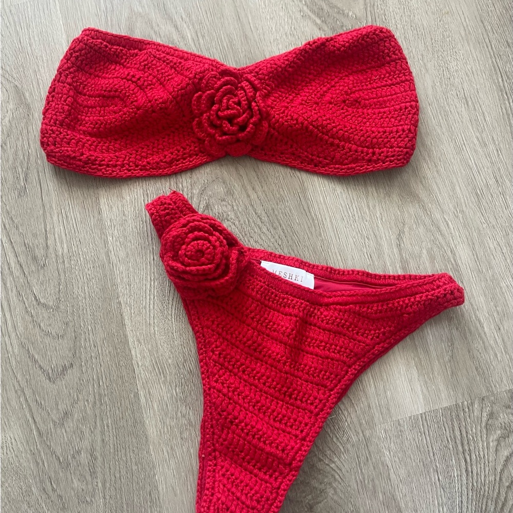 Meshki Red Crochet Bikini Set